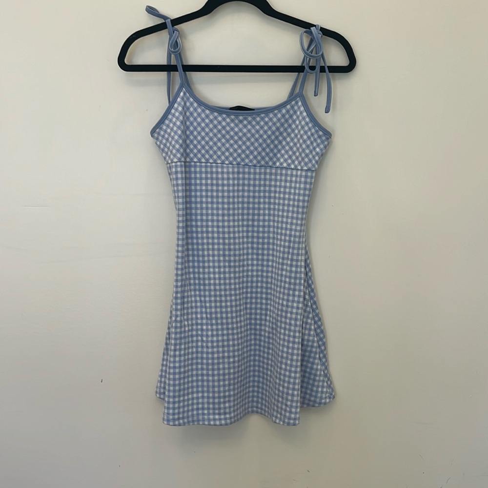 Cider blue checkered mini dress